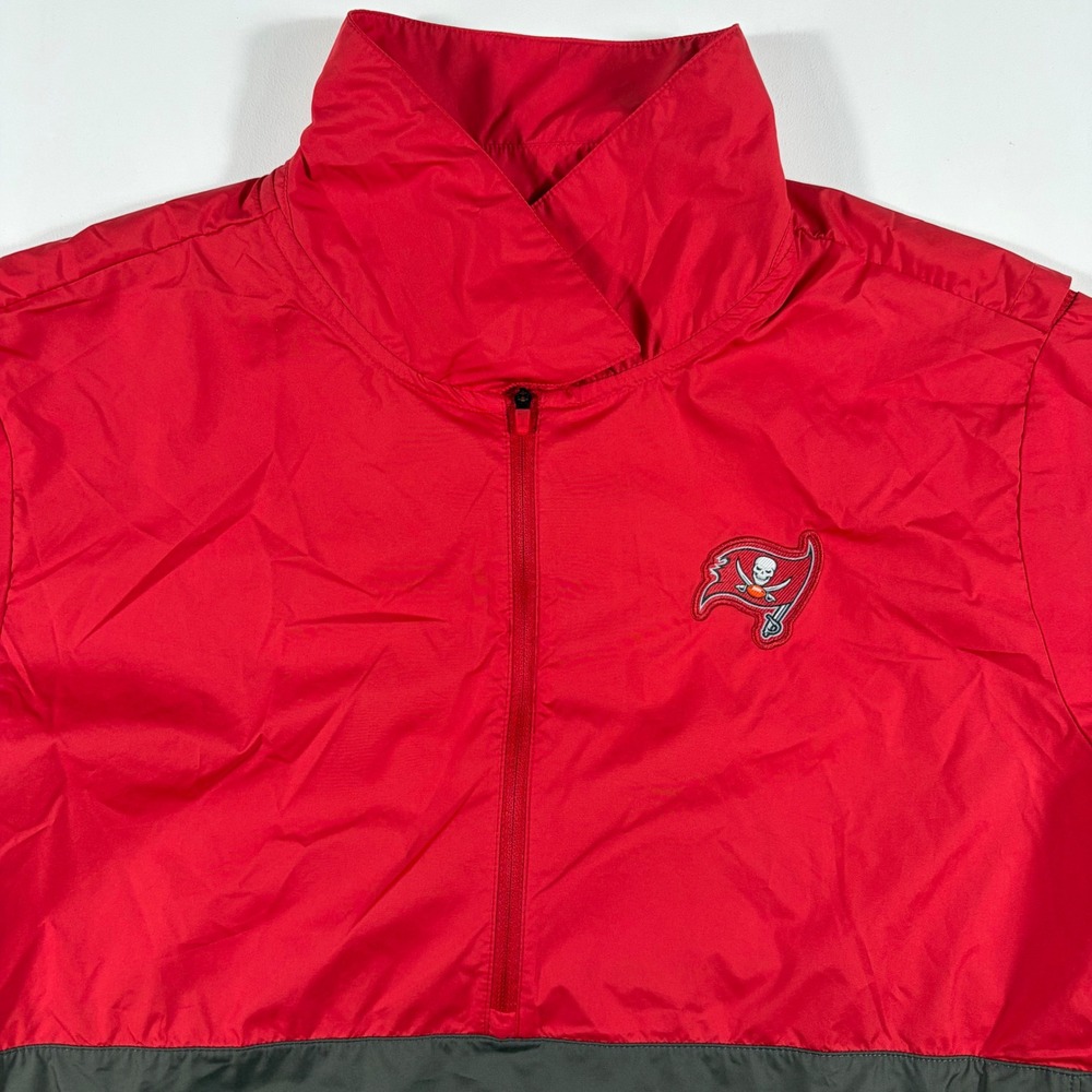 Tampa Bay Buccaneers NFL Nike Windbreaker 1/4 Zip Mens Large Red Gray